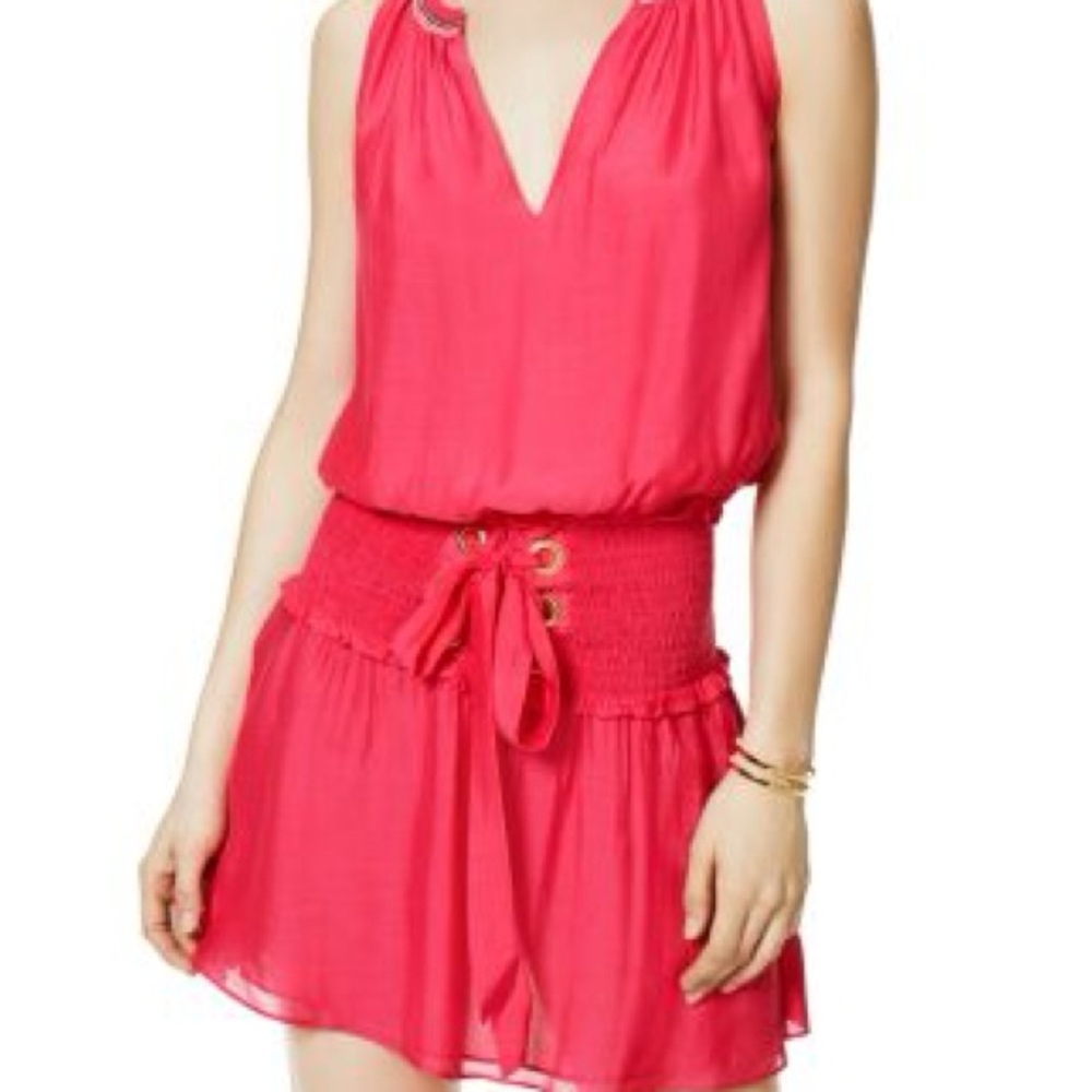 Ramy Brook Fayth Hot Pink Tie Mini Dress Stitching Bow Women XS